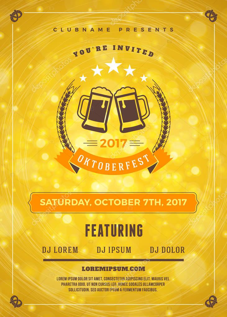 Oktoberfest beer festival celebration. Typography poster or flyer template for beer party