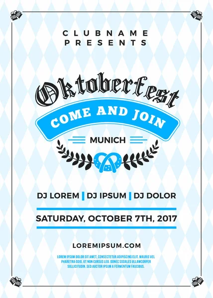 Oktoberfest bira Festivali kutlama. Bira partisi için tipografi poster veya el ilanı şablonu