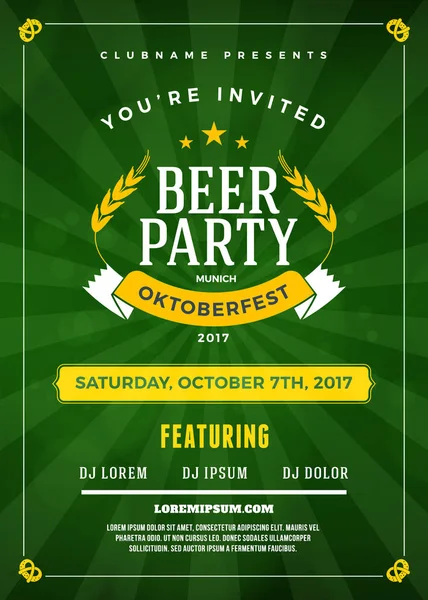 Oktoberfest bira Festivali kutlama. Bira partisi için tipografi poster veya el ilanı şablonu