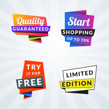 Satış afiş ve etiketleri kümesi. Promosyon için tasarım öğeleri. Vektör çizim