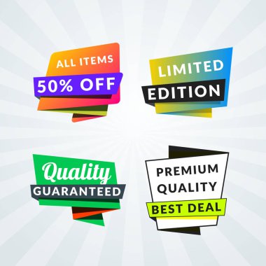 Satış afiş ve etiketleri kümesi. Promosyon için tasarım öğeleri. Vektör çizim