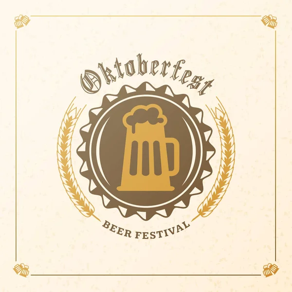 Festival de la cerveza Oktoberfest celebraciones. Insignia de cerveza vintage. Elemento de diseño vectorial — Archivo Imágenes Vectoriales