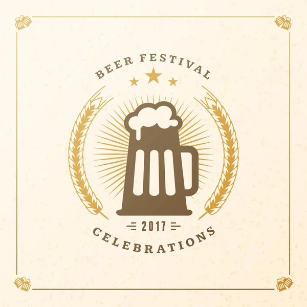 Beer festival Oktoberfest celebrations. Vintage beer badge. Vector design element — Stock Vector