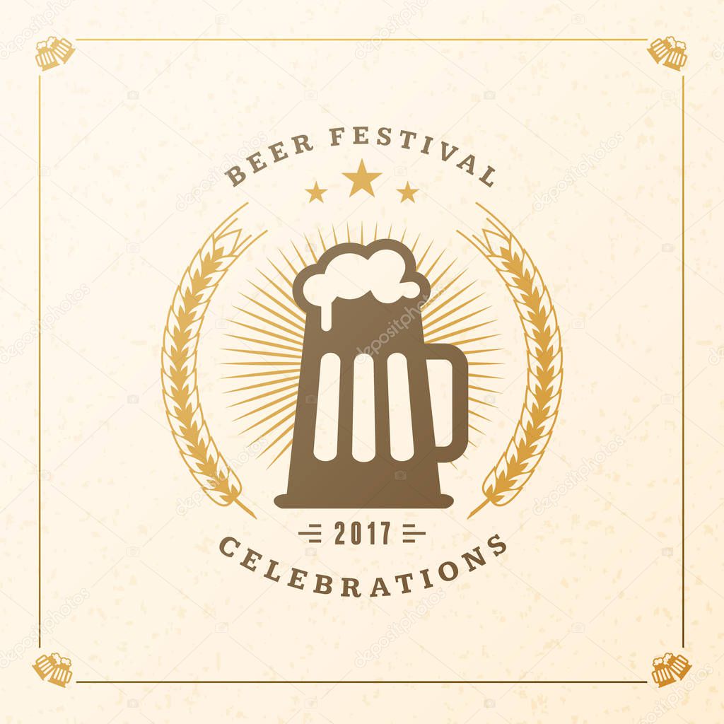 Beer festival Oktoberfest celebrations. Vintage beer badge. Vector design element