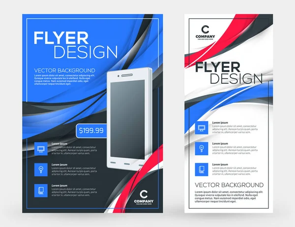 Abstract vector business brochures cover of banner ontwerpsjablonen. Business flyer en poster met abstracte blauwe en zwarte achtergrond — Stockvector