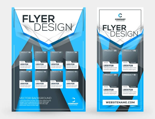 Folletos de negocio de vectores abstractos portadas o plantillas de diseño de banners. Folleto de negocios y póster con fondo abstracto azul y negro — Archivo Imágenes Vectoriales