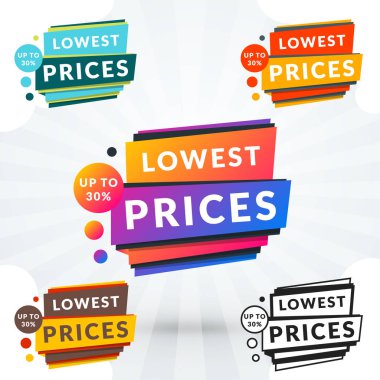 Promosyon rozetleri ve Satılık Etiketler. Vektör çizim