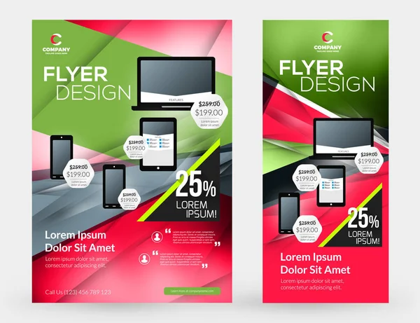 Abstract vector business brochures cover of banner ontwerpsjablonen. Business flyer en poster met abstracte rode en groene achtergrond — Stockvector