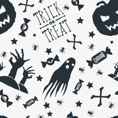 Cadılar Bayramı arka plan. Dikişsiz desen tasarım. Vektör çizim.