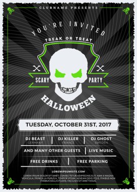 Cadılar Bayramı kutlamaları. Dokulu arka plan Vintage etiketinde. Cadılar Bayramı partisi için tipografi poster veya el ilanı şablonu