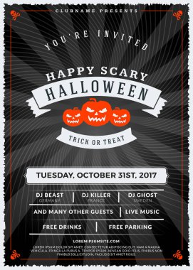 Cadılar Bayramı kutlamaları. Dokulu arka plan Vintage etiketinde. Cadılar Bayramı partisi için tipografi poster veya el ilanı şablonu