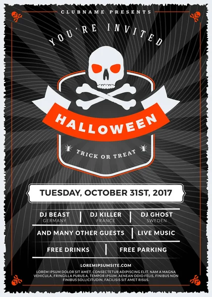 Cadılar Bayramı kutlamaları. Dokulu arka plan Vintage etiketinde. Cadılar Bayramı partisi için tipografi poster veya el ilanı şablonu