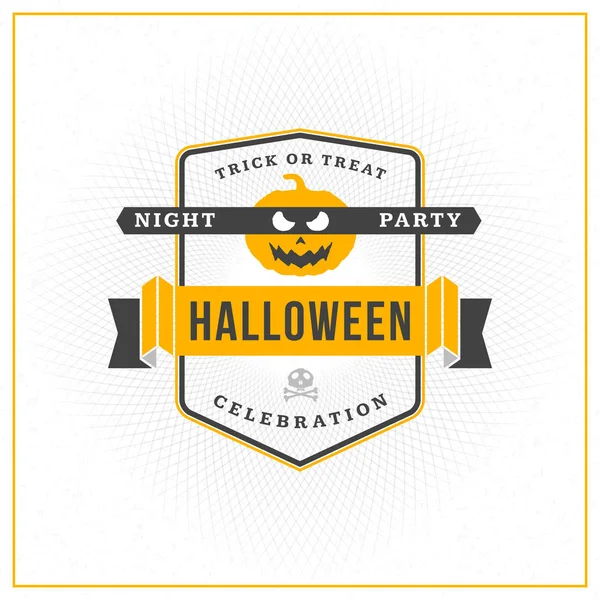 Feliz insignia de Halloween, etiqueta, etiqueta. Elemento de diseño para tarjeta de felicitación o volante de fiesta. Ilustración vectorial — Vector de stock
