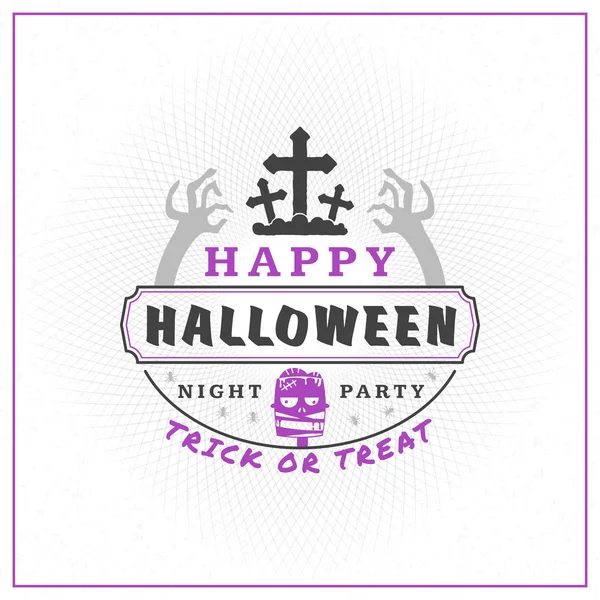 Happy Halloween Badge, sticker, label. Ontwerpelement voor wenskaart of partij folder. Vectorillustratie — Stockvector