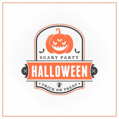 Mutlu Cadılar Bayramı rozet, etiket, etiket. Tasarım öğesi için tebrik kartı veya parti el ilanı. Vektör çizim