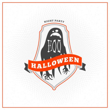 Mutlu Cadılar Bayramı rozet, etiket, etiket. Tasarım öğesi için tebrik kartı veya parti el ilanı. Vektör çizim