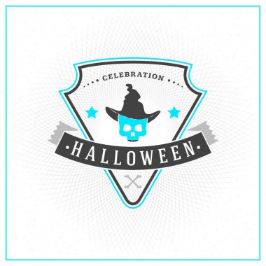 Mutlu Cadılar Bayramı rozet, etiket, etiket. Tasarım öğesi için tebrik kartı veya parti el ilanı. Vektör çizim