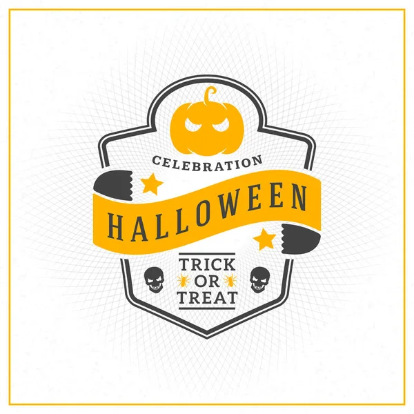 Feliz insignia de Halloween, etiqueta, etiqueta. Elemento de diseño para tarjeta de felicitación o volante de fiesta. Ilustración vectorial — Vector de stock