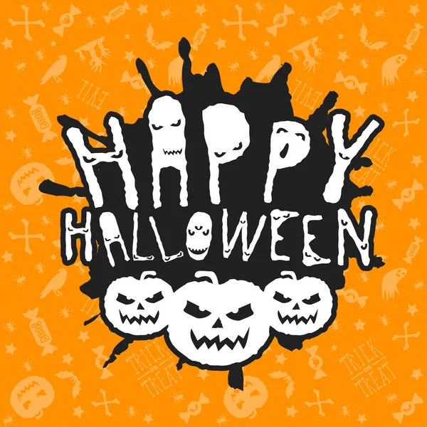 Feliz tarjeta de felicitación de Halloween. Elementos de diseño tipográfico para tarjeta de felicitación o volante de fiesta. Ilustración vectorial — Archivo Imágenes Vectoriales