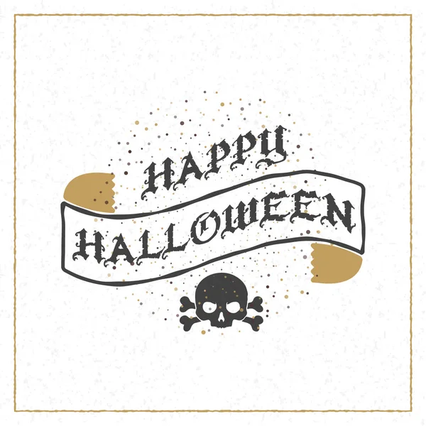 Joyeux Halloween carte de voeux. Éléments de design typographique pour carte de vœux ou flyer de fête. Thème de couleur noir et doré. Illustration vectorielle — Image vectorielle