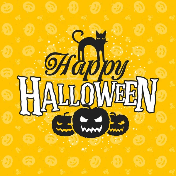 Joyeux Halloween carte de voeux. Éléments de conception typographie sur fond transparent. Thème de couleur noir et jaune. Illustration vectorielle — Image vectorielle