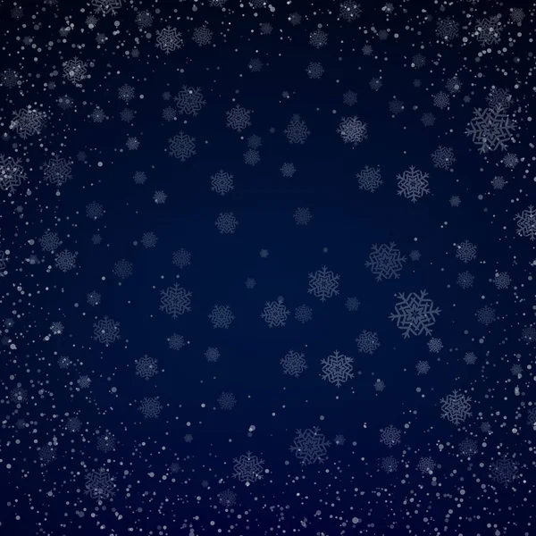 Fond bleu flocons de neige de Noël avec des lumières. Illustration vectorielle abstraite Fond décoratif pour carte de vœux de vacances — Image vectorielle