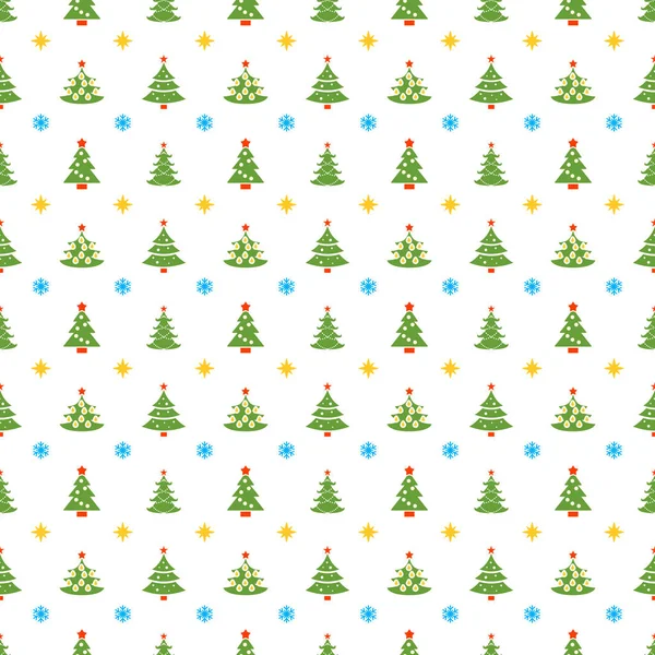 Modèle sans couture de Noël avec arbre de Noël sur fond blanc. Fond vectoriel pour papier d'emballage ou cartes de vœux — Image vectorielle