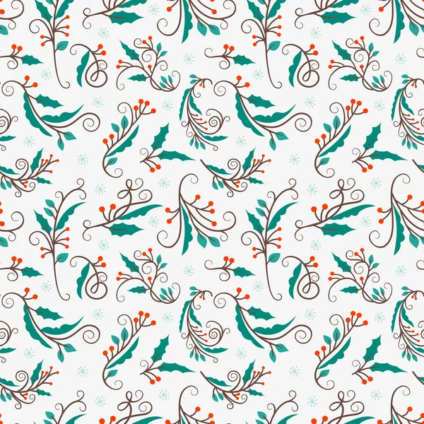 Modèle sans couture de Noël avec branches de gui. Fond vectoriel pour papier d'emballage ou cartes de vœux — Image vectorielle