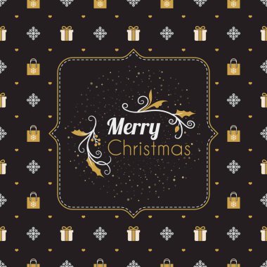 Vintage Noel tebrik kartı. Tipografik retro tasarım sorunsuz arka plan üzerinde. Vektör çizim