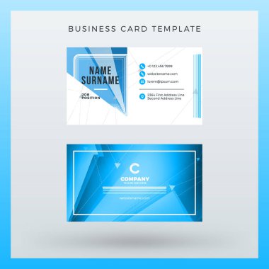 Çift taraflı yatay kartvizit şablon arka plan ile. Vektör mockup çizim. İleti örneği tasarım