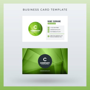 Çift taraflı yatay kartvizit şablon arka plan ile. Vektör mockup çizim. İleti örneği tasarım