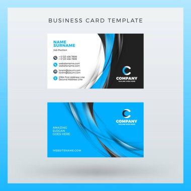 Çift taraflı yatay kartvizit şablon arka plan ile. Vektör mockup çizim. İleti örneği tasarım