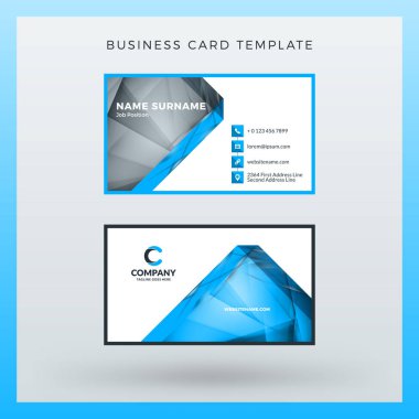 Çift taraflı yatay kartvizit şablon arka plan ile. Vektör mockup çizim. İleti örneği tasarım