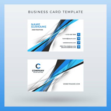 Çift taraflı yatay kartvizit şablon arka plan ile. Vektör mockup çizim. İleti örneği tasarım