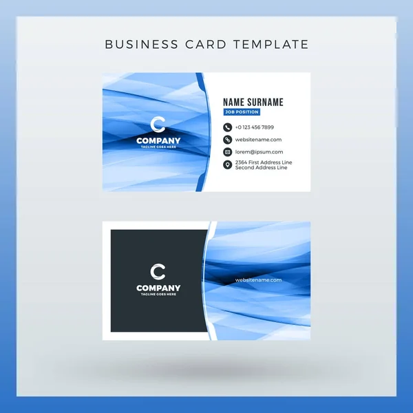 Double-sided horizontal business card template with abstract background. Vector mockup illustration. Stationery design — Stock Vector