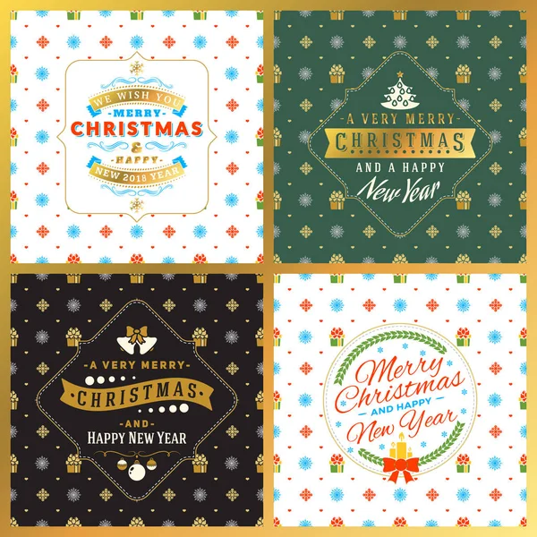 Набор старинных рождественских открыток. Типографический ретро-дизайн на безморском фоне. Векторная миграция — стоковый вектор