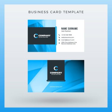 Çift taraflı yatay kartvizit şablon arka plan ile. Vektör mockup çizim. İleti örneği tasarım