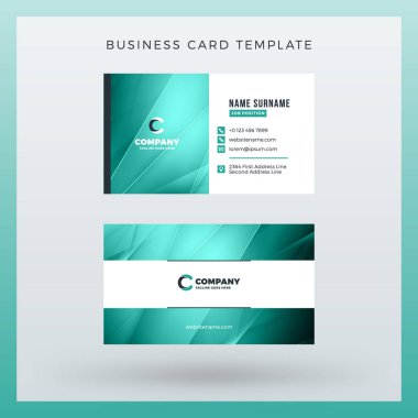 Çift taraflı yatay kartvizit şablon arka plan ile. Vektör mockup çizim. İleti örneği tasarım