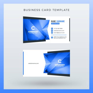 Çift taraflı yatay kartvizit şablon arka plan ile. Vektör mockup çizim. İleti örneği tasarım