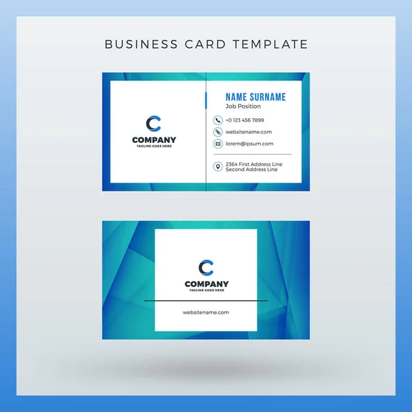 Double-sided horizontal business card template with abstract background. Vector mockup illustration. Stationery design — Stock Vector