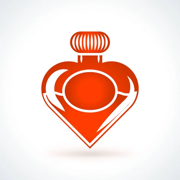 Frasco de perfume en forma de corazón. Día de San Valentín elemento de diseño de vectores. Amor, boda o citas símbolo decorativo romántico — Archivo Imágenes Vectoriales