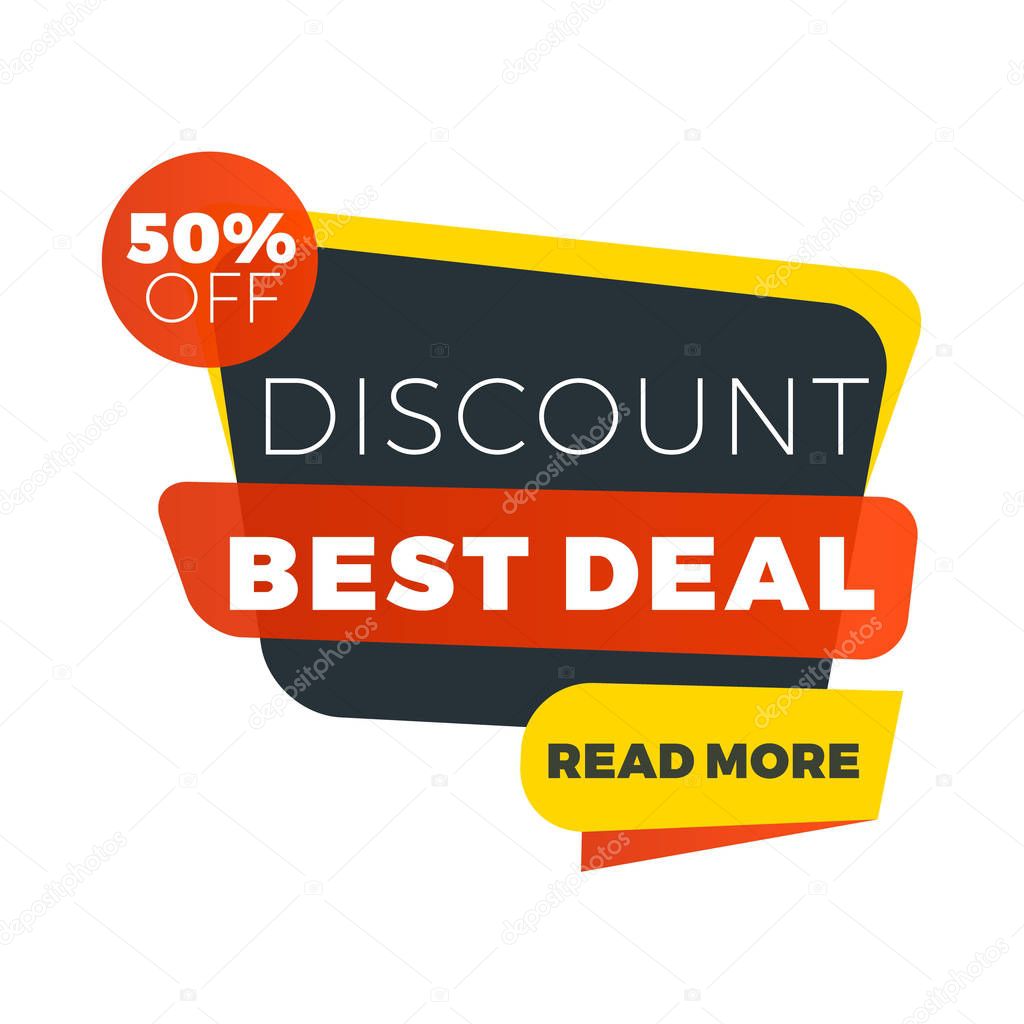 Sale bunner template. Vector design element for your promotion. Red, yellow and black color theme. Rounded speech bubble