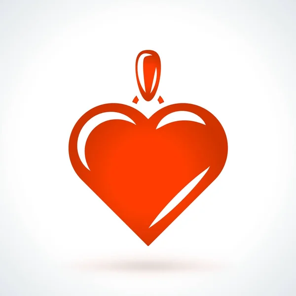 Pendiente en forma de corazón. Día de San Valentín elemento de diseño de vectores. Amor, boda o citas símbolo decorativo romántico — Archivo Imágenes Vectoriales