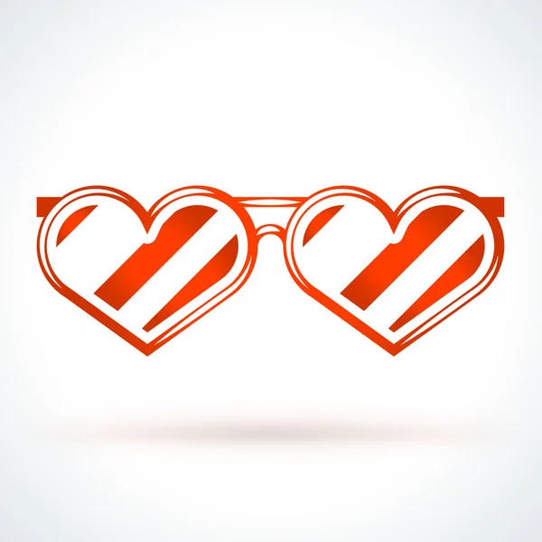 Gafas en forma de corazón. Día de San Valentín elemento de diseño de vectores. Amor, boda o citas símbolo decorativo romántico — Archivo Imágenes Vectoriales