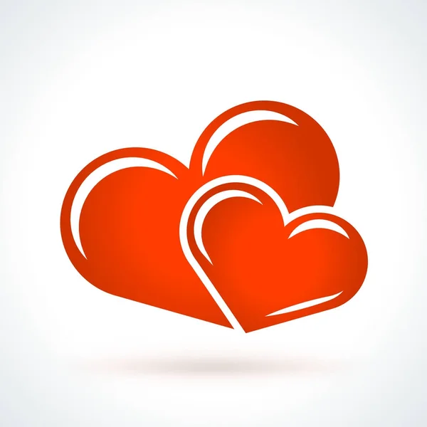Dois corações vermelhos. Dia de São Valentim elemento de design vetorial. Amor, casamento ou namoro símbolo decorativo romântico — Vetor de Stock
