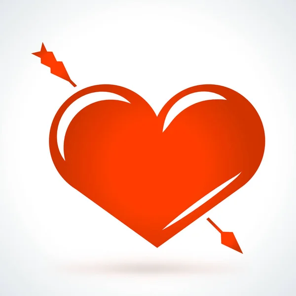 Arrow piercing heart. St. Valentines Day vector design element. Love, wedding or dating romantic decorative symbol — Stock Vector