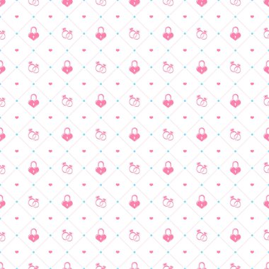 Dikişsiz desen Sevgililer günü. Beyaz zemin üzerine kırmızı romantik ile vektör doku işaretleri