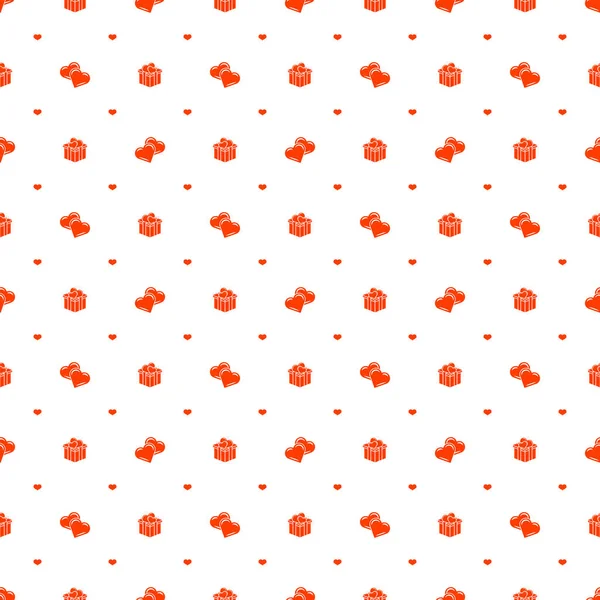 Modèle sans couture le jour de la Saint-Valentin. Texture vectorielle avec des signes romantiques rouges sur fond blanc — Image vectorielle