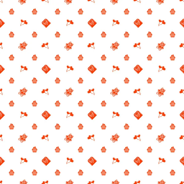 Nahtloses Muster am Valentinstag. Vektor-Textur mit roten romantischen Zeichen auf weißem Hintergrund — Stockvektor
