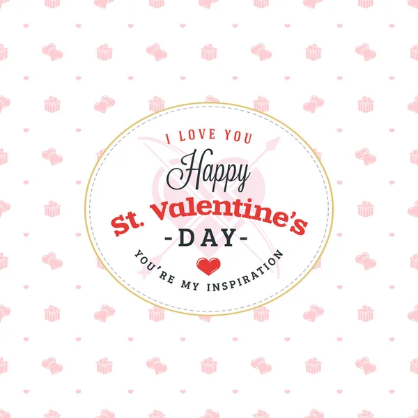 Feliz día de San Valentín tipografía tarjeta de felicitación. Plantilla de diseño vectorial con fondo transparente y signos románticos — Vector de stock